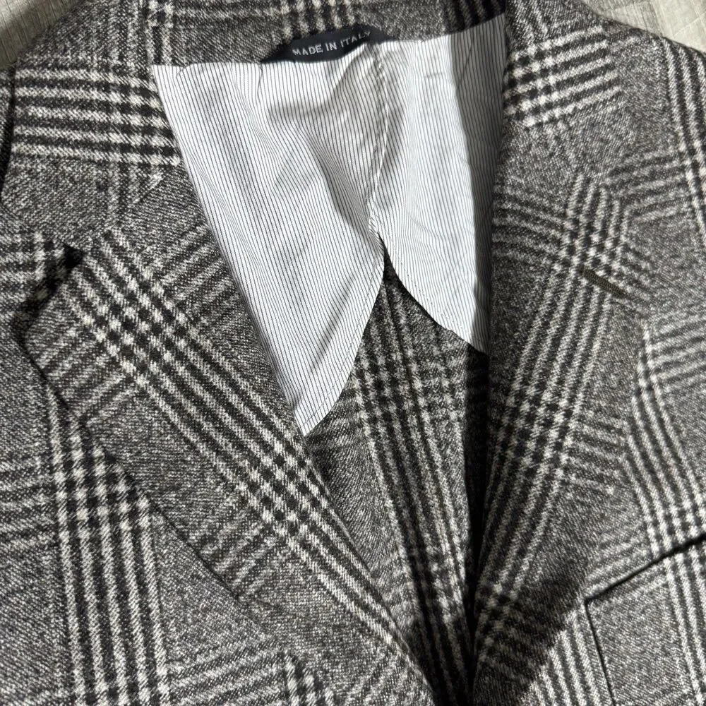 Maurizio Baldassari‎ Mens gray plaid wool sport coat jacket US 46R Italy 56